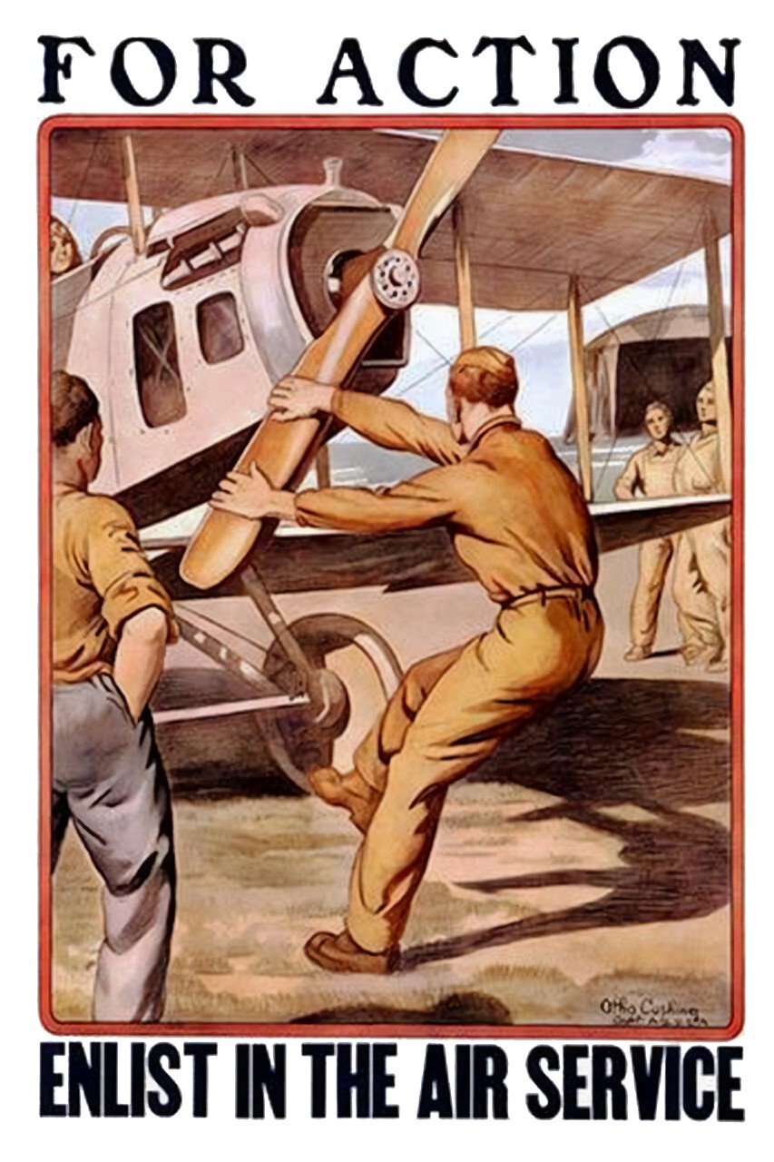 Vintage c1910s Air Service Enlistment Poster - 24x36” Art Print ✈️