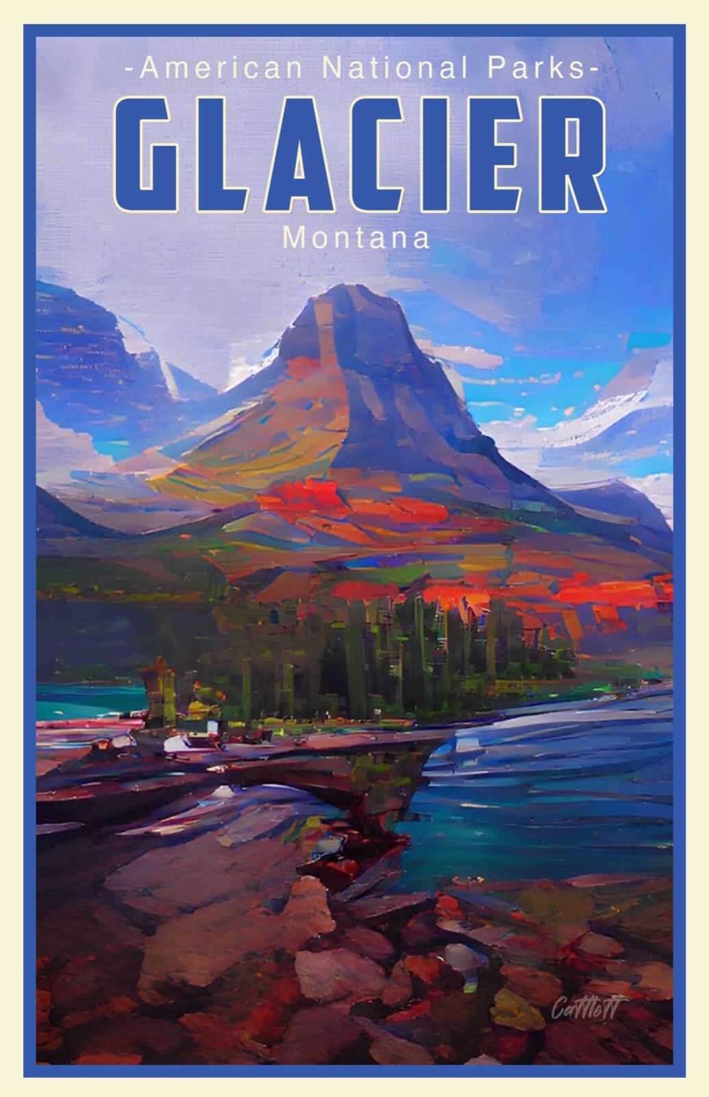 Glacier National Park Montana Travel Poster • Signed • 11x17 Nice