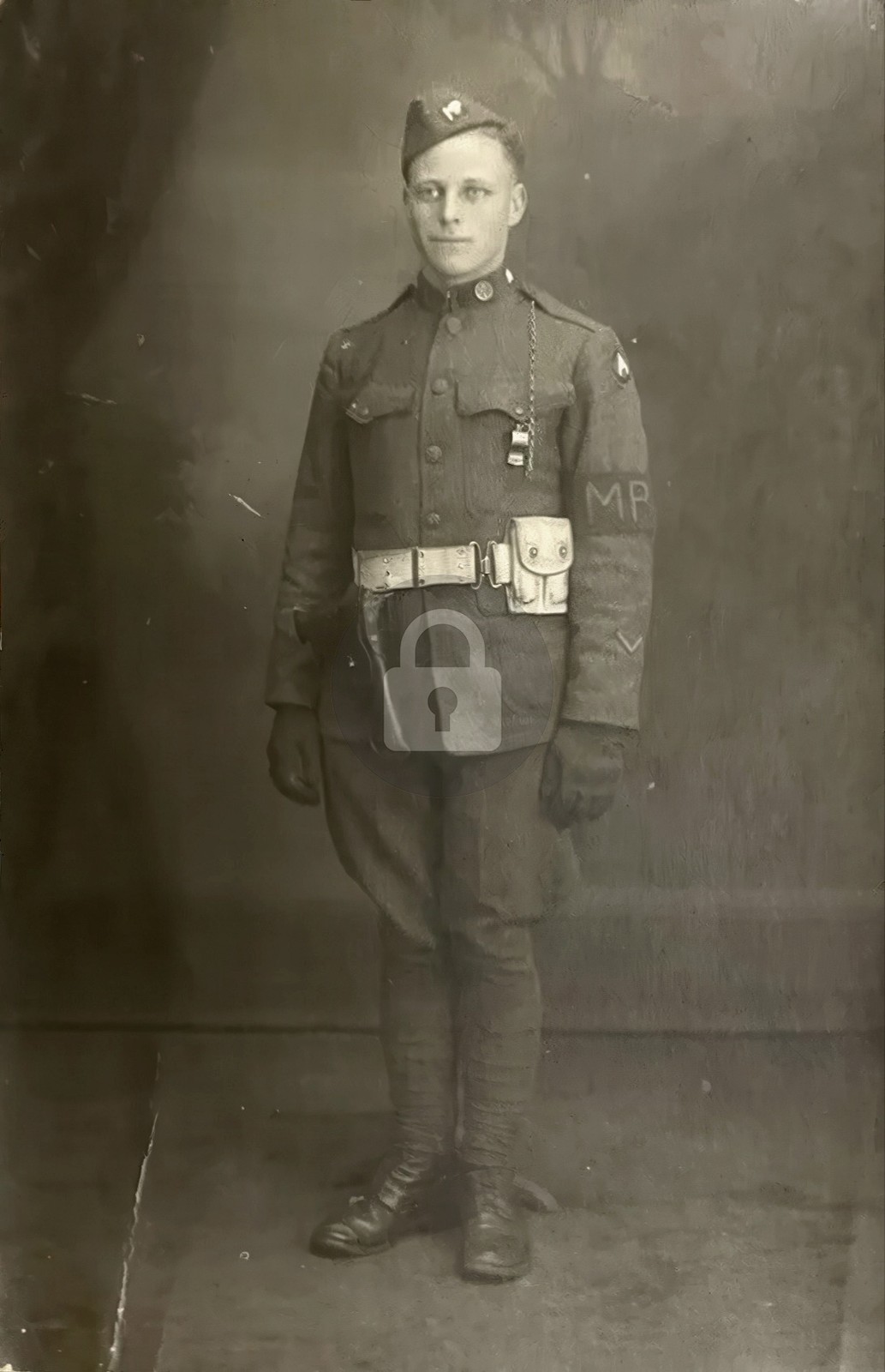 WW1 US Doughboy MP Studio RPPC Photo Postcard COPY