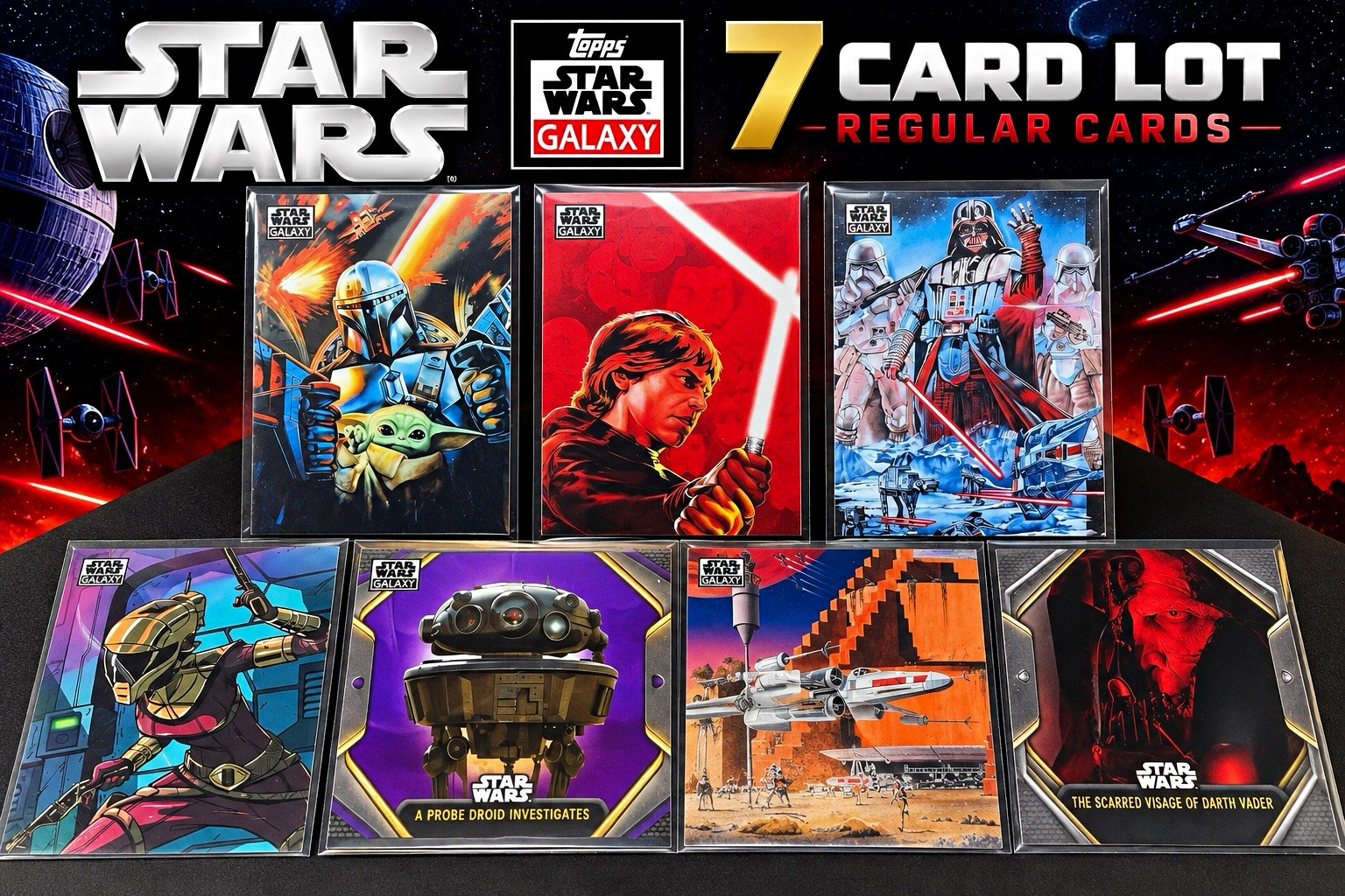 Topps 2022 Star Wars Galaxy 7-Card Lot Insert Darth Vader Luke Skywalker