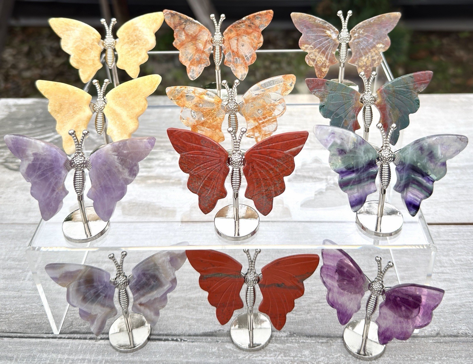 Wholesale lot 12 Pcs Mixed Natural Crystals Butterfly Healing Energy