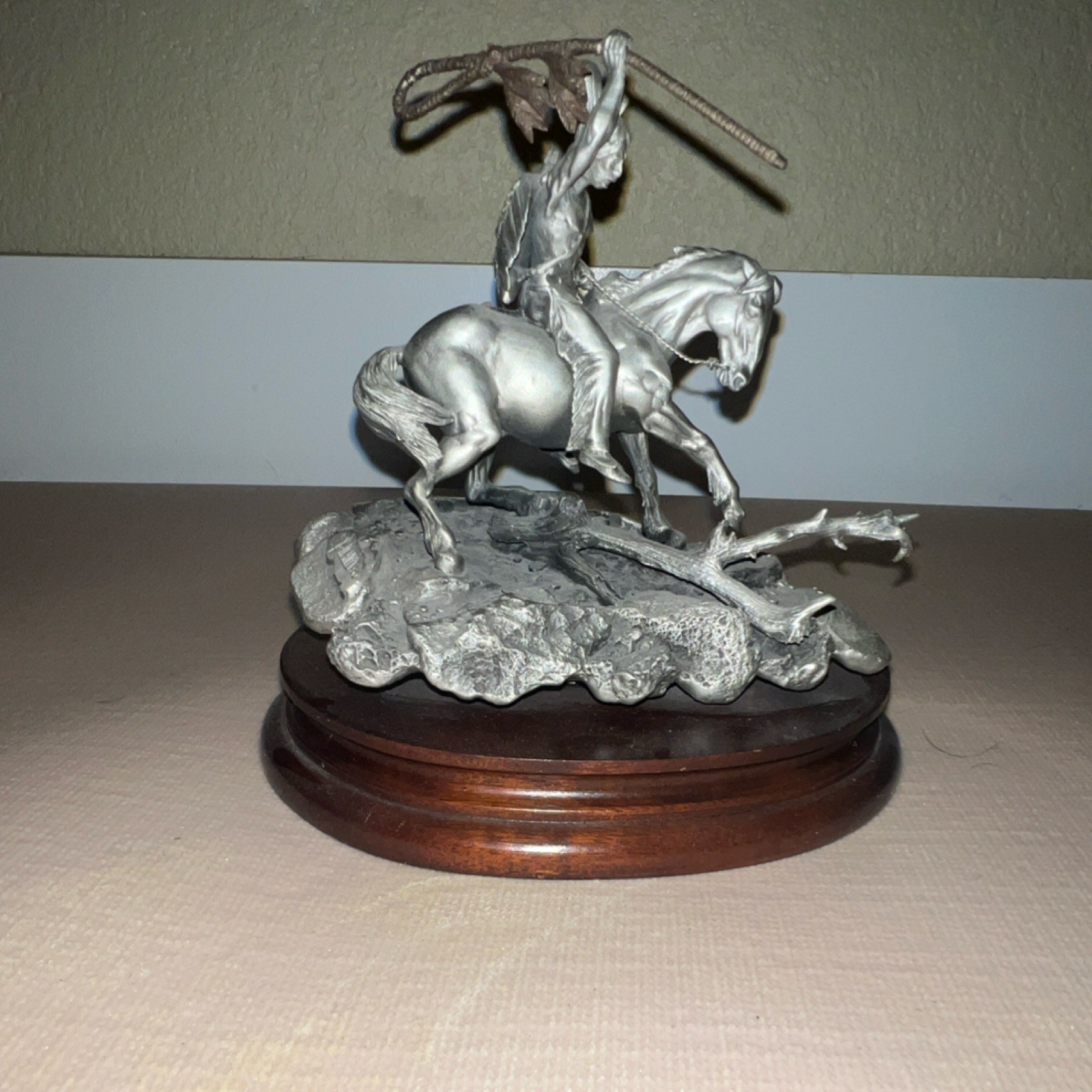 Chilmark Fine Pewter Enemy Tracks Western Americana Statue 1980