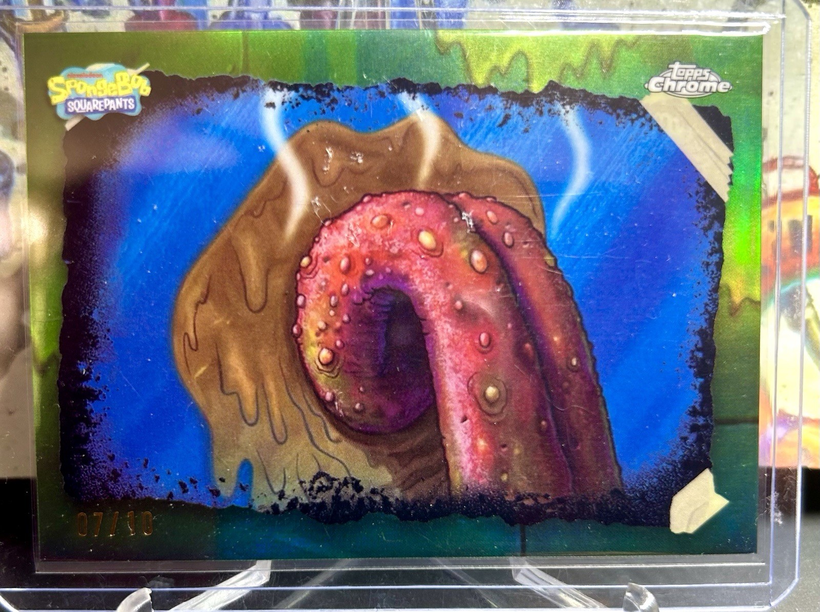 Topps Chrome SpongeBob 2025 GROSS OUT Patrick Burns His Tongue Black Ref /10