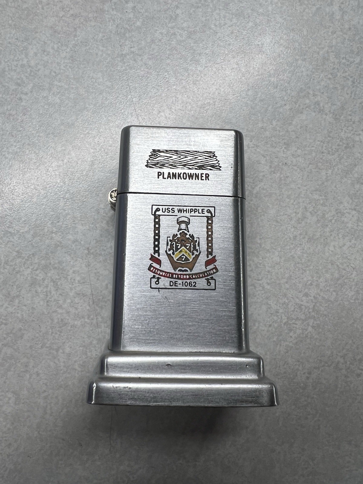 RARE Vintage USS Whipple DE-1062 PLANK OWNER, Table Desk Lighter US Navy