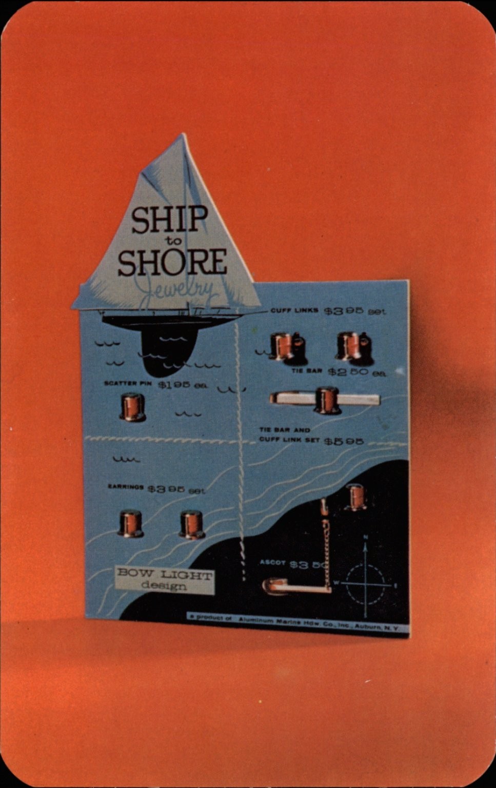 Ship to Shore Jewelry Advertising Auburn NY Bow Light Design postcard d854