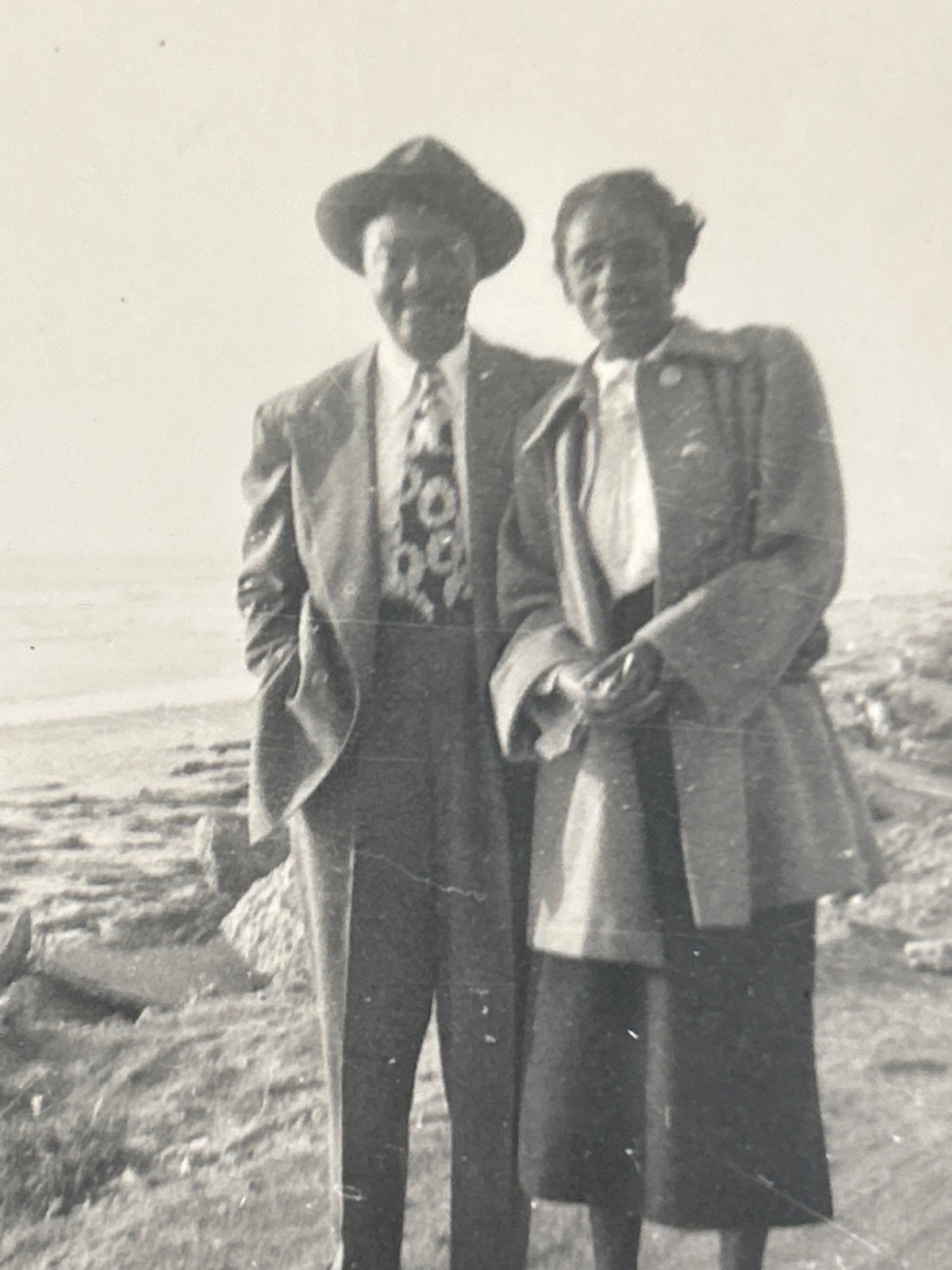 1940s African American Couple Ocean Photo Black Americana