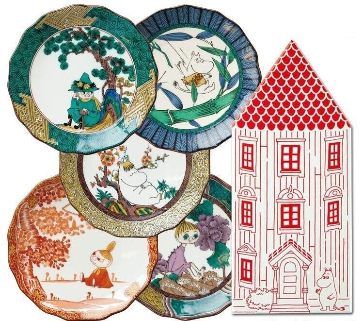 Moomin x amabro Japan Kutani GOSAI Small Plate 5P Box Set Made in Japan
