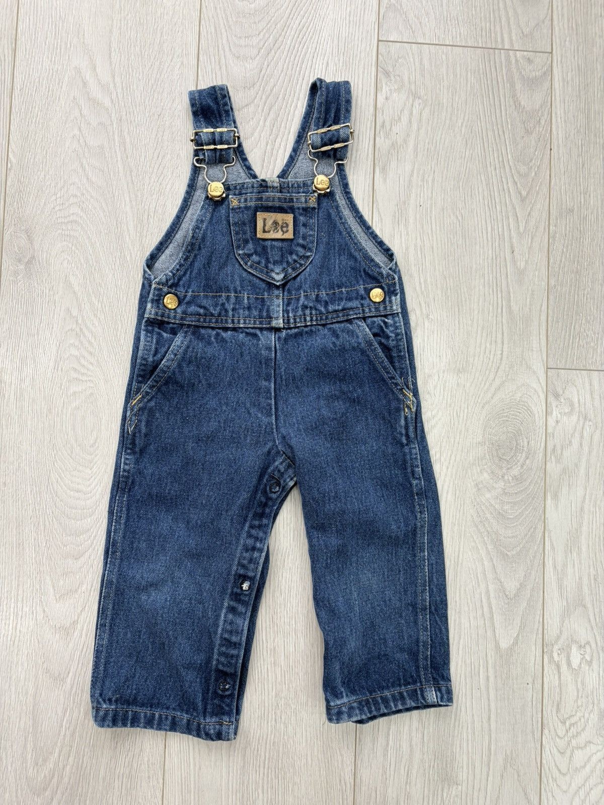 Vintage Kids Baby Toddler Lee Overalls Denim 24m