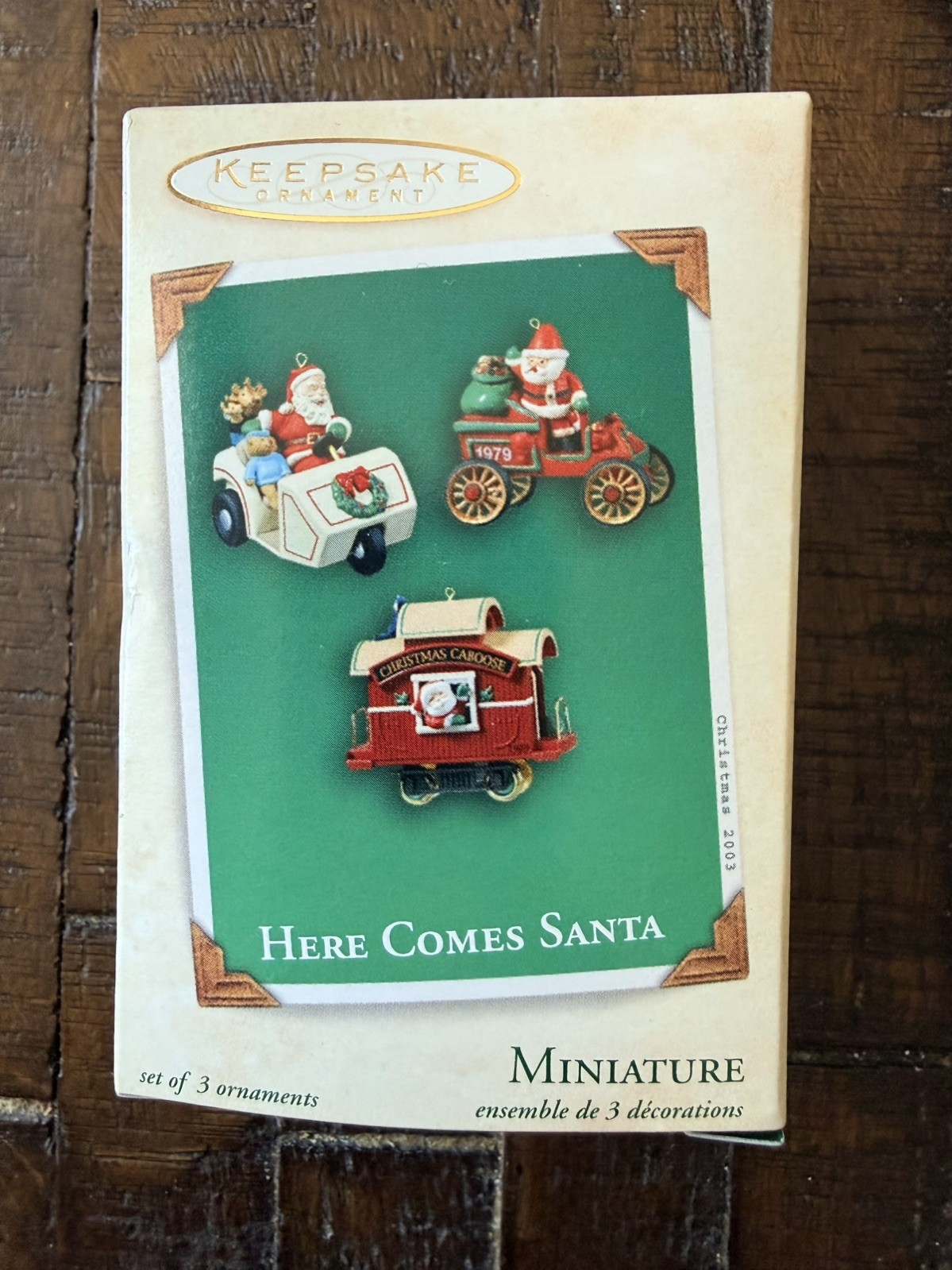 HERE COMES SANTA 2003 Hallmark Keepsake Set of 3 Miniature Ornaments NIB