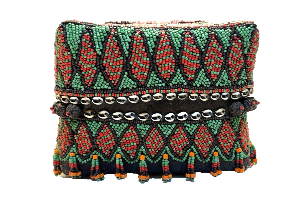 VTG Indonesian Sumatran Beaded Wedding Basket Dowry Box 5\