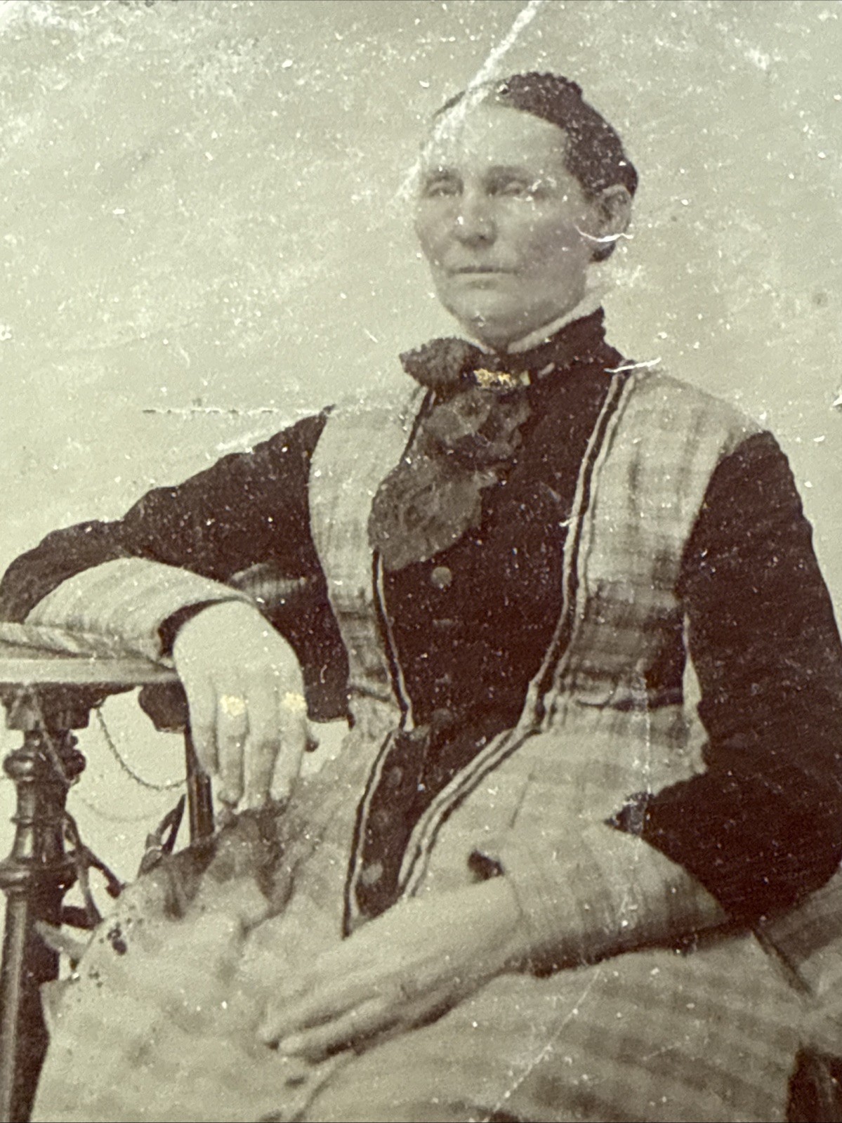 Antique 1860s Tintype Photo Victorian Woman Civil War Hand Tinted Portrait 1/9