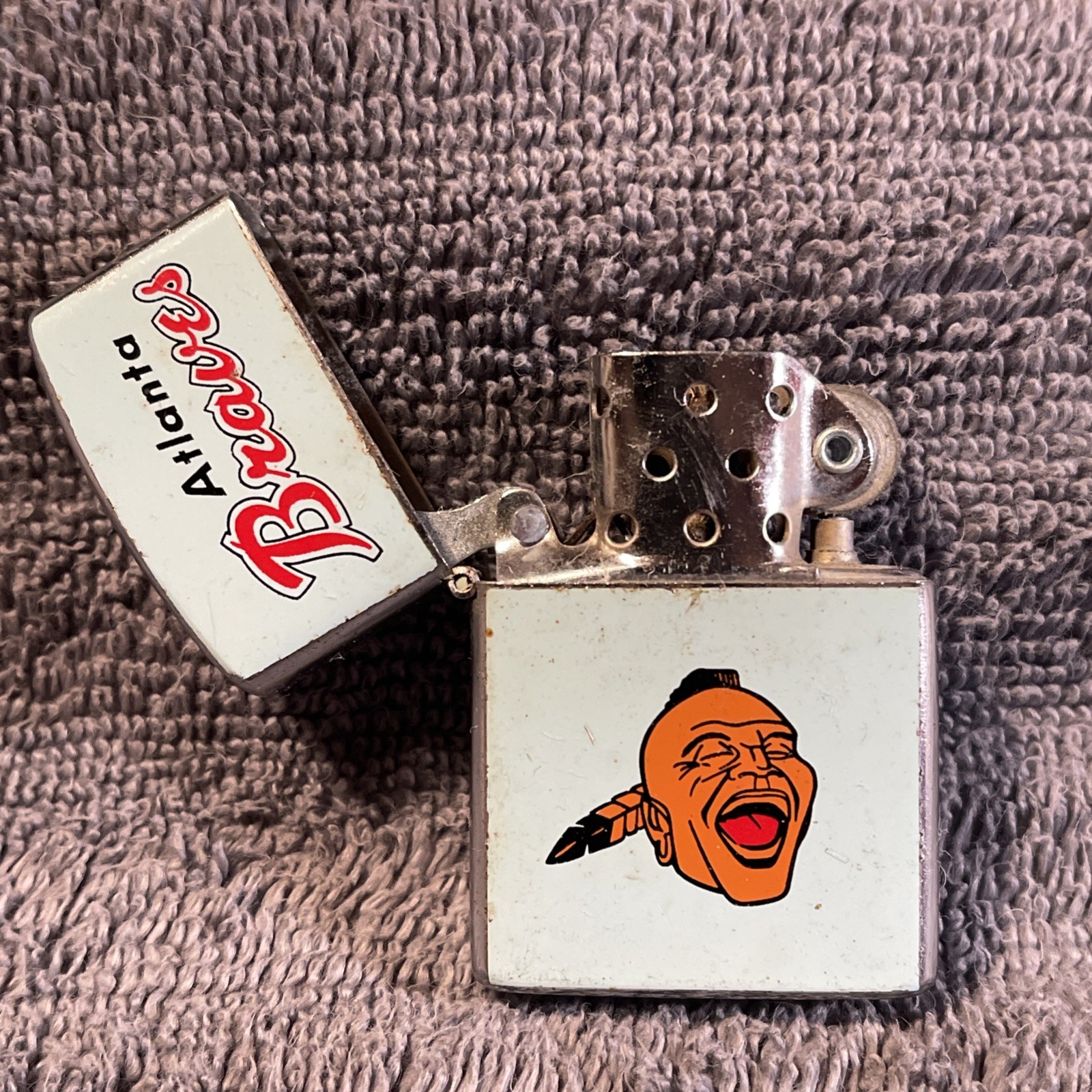 Vintage Continental Atlanta Braves Lighter 1966 First Team Logo Blue 2 Sided