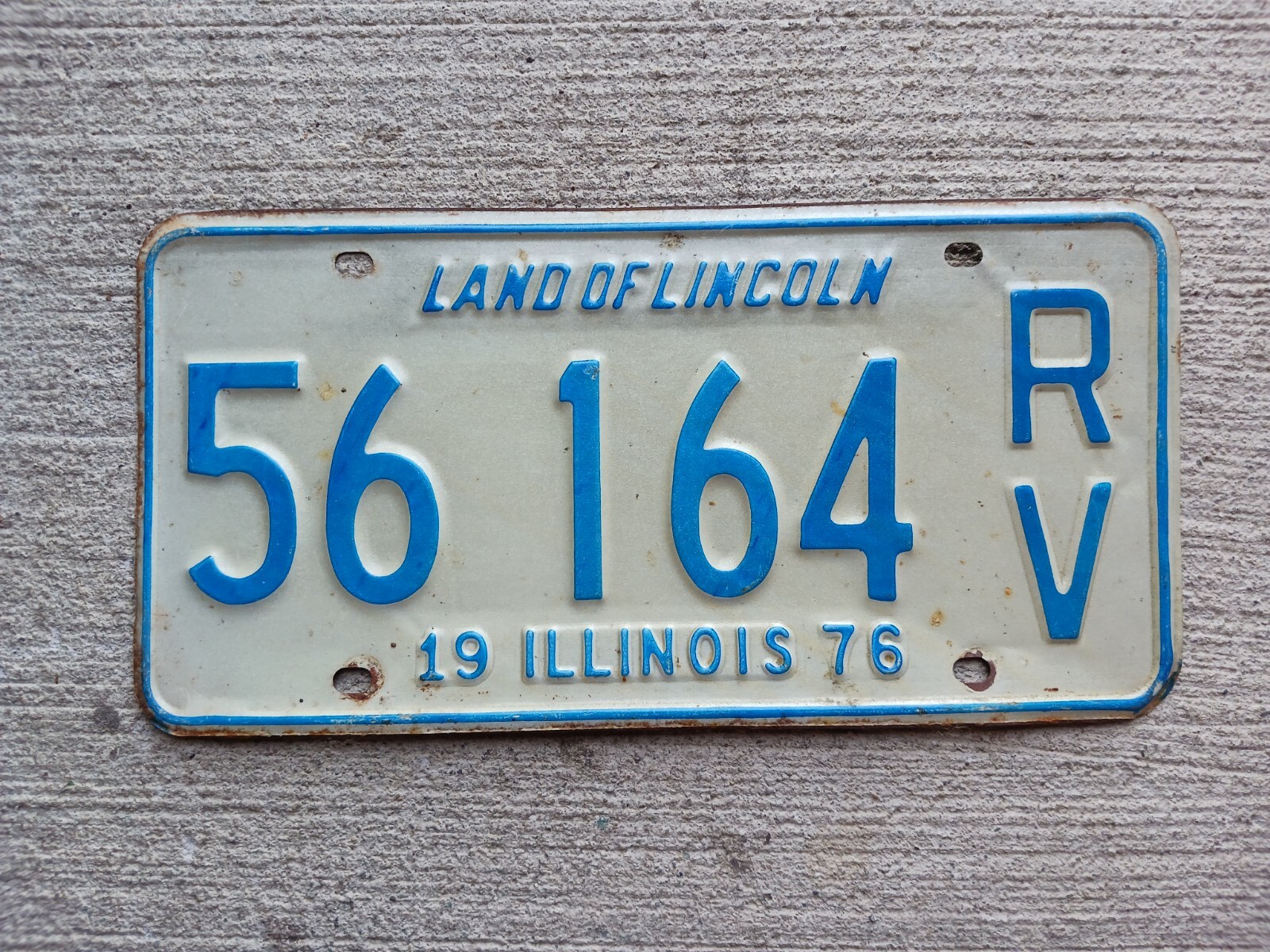 1976 Illinois Recreational Vehicle IL License Plate 56 164 RV 1976 Illinois Recreational Vehicle IL License Plate 56 164 RV