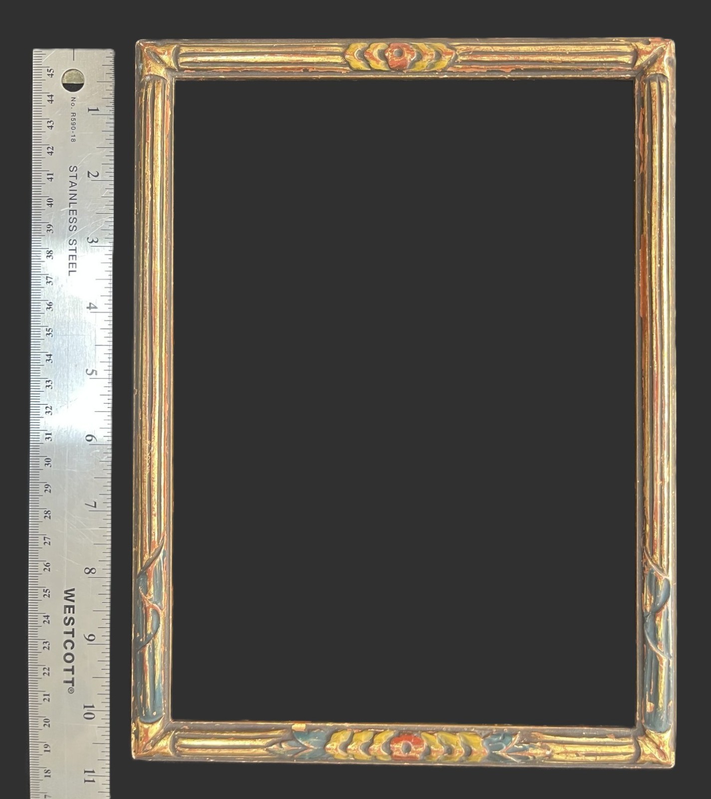 Carved Wood Frame ~ Polychrome and Gilded ~ Art Nouveau ~ Rare Antique