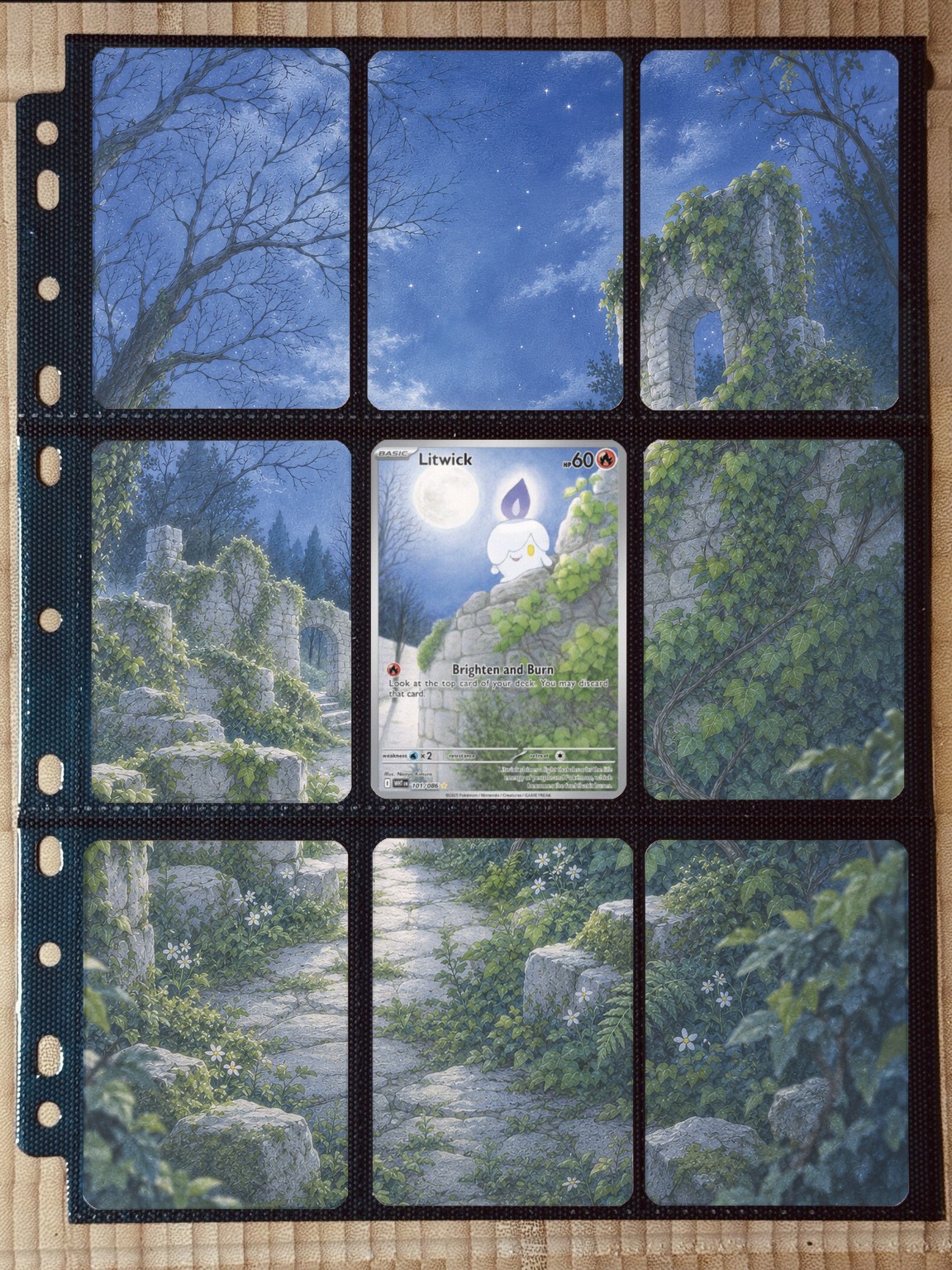Pokémon Litwick 101/086 White Flare Extended Art Binder Insert 3x3 9-Pocket