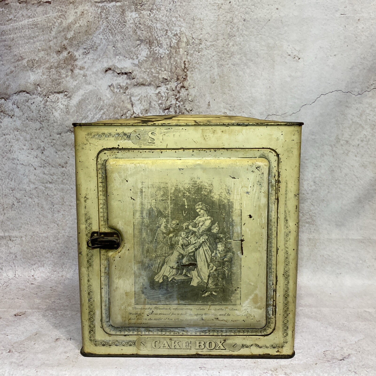 Antique Schepp's French Lotte Dorothea Lithograph Design Tin Bread/Cake Box SFK