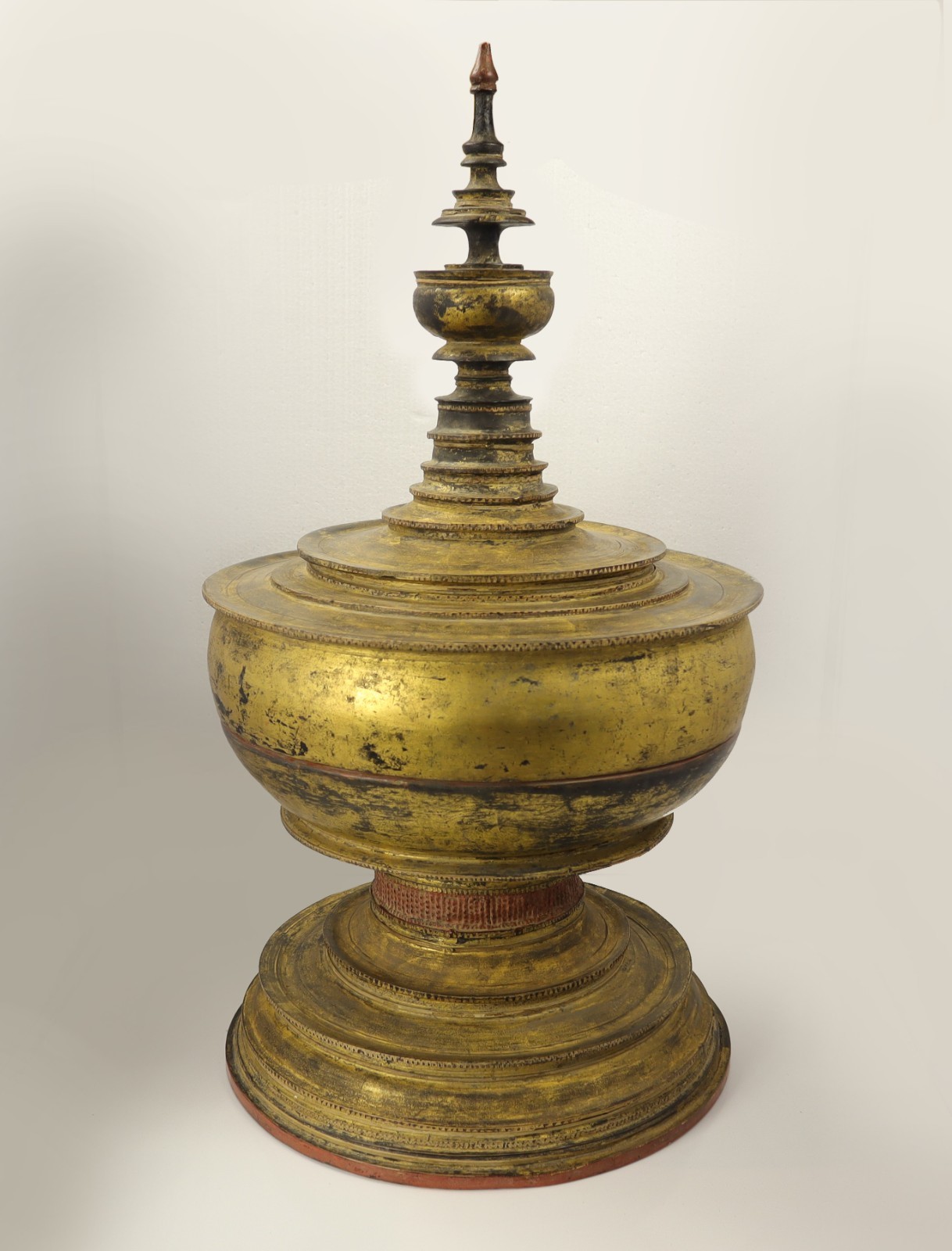 Antique Burmese lidded food offering vessel