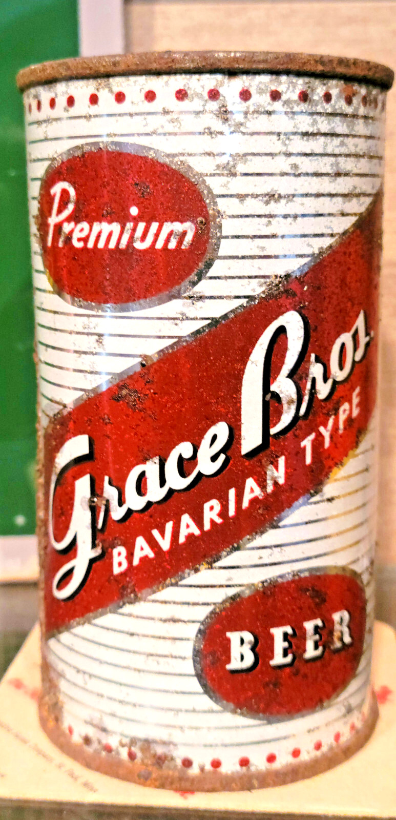 1957 GRACE BROTHERS BAVARIAN TYPE FLAT TOP BEER CAN  SANTA ROSA CALIFORNIA