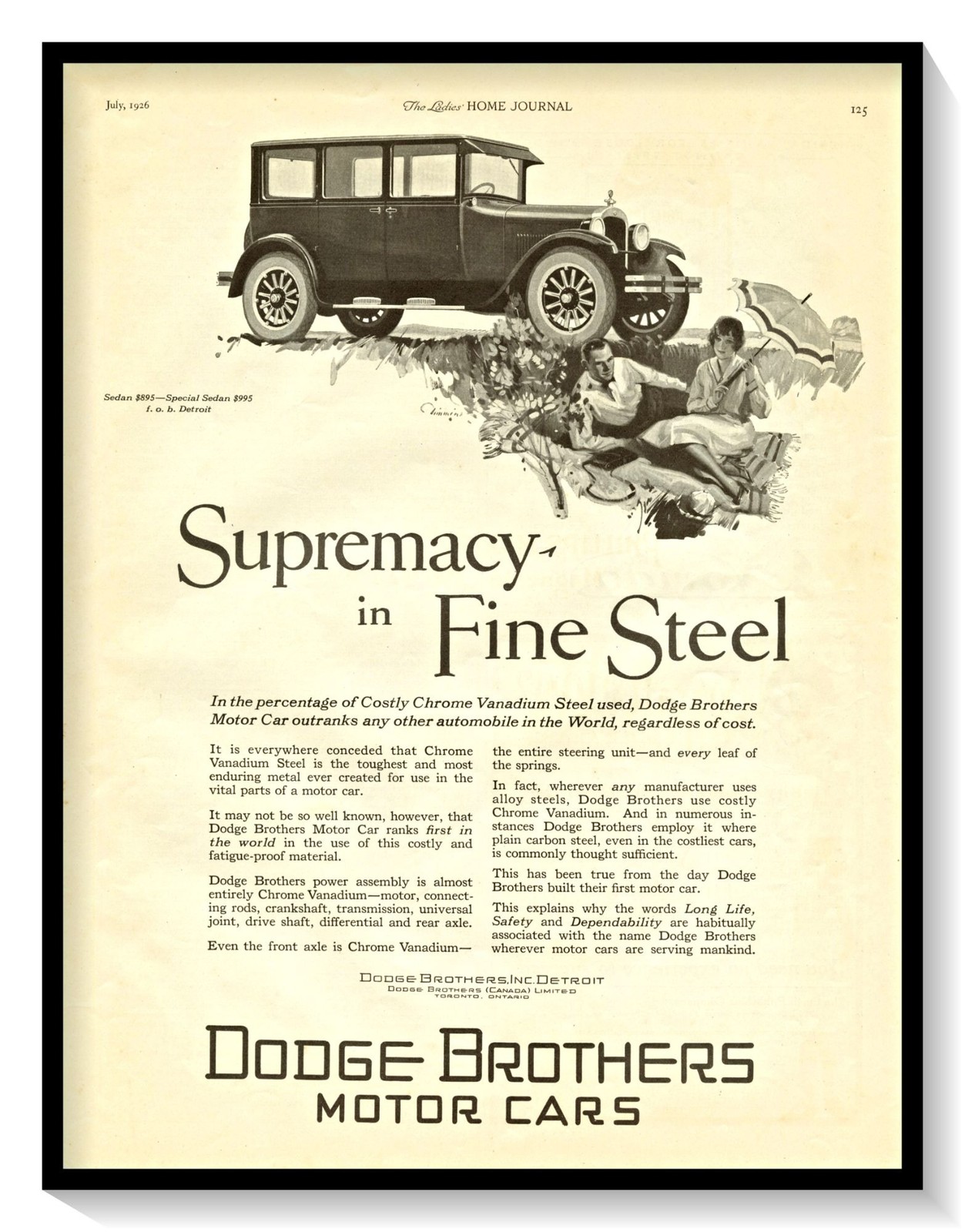 1926 Dodge Brothers Motor Cars Ad - Harry Timmins Art - Antique Advertisement