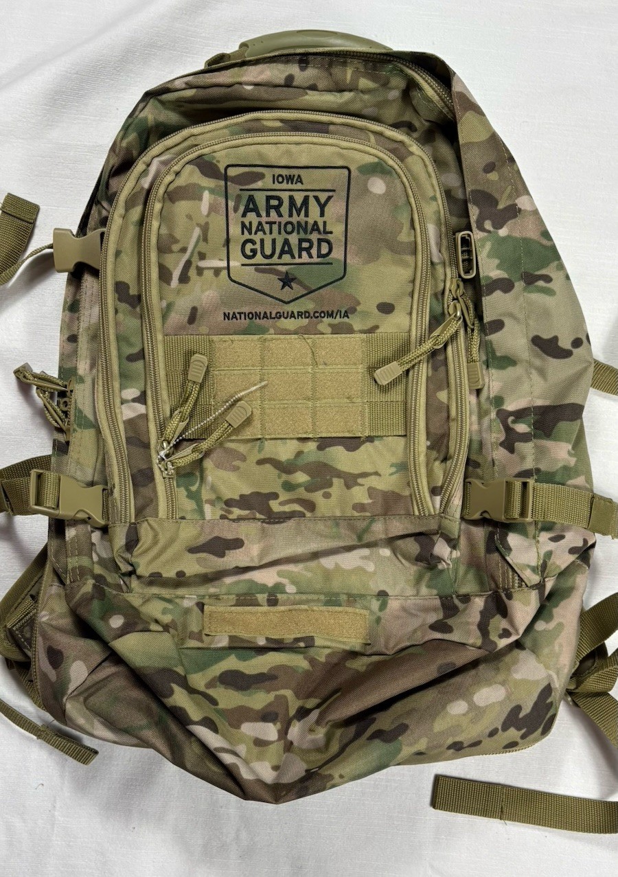 Iowa Army National Guard Backpack Camo Tactical Military Bag Padded Large NWOT