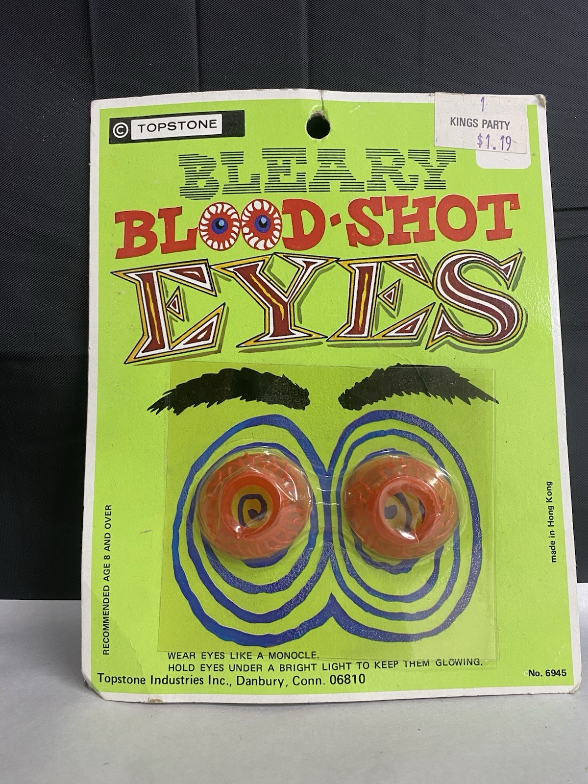 1970's Vintage TOPSTONE Bleary Blood-Shot Eyes Halloween No. 6945 New Old Stock