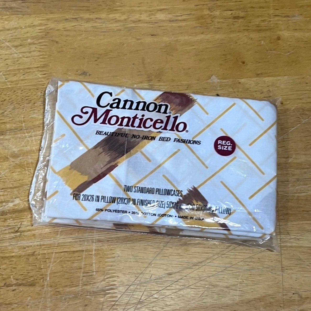 Vtg Cannon Monticello MCM Geometric Brushstroke Standard Pillowcase Set 2pk NOS