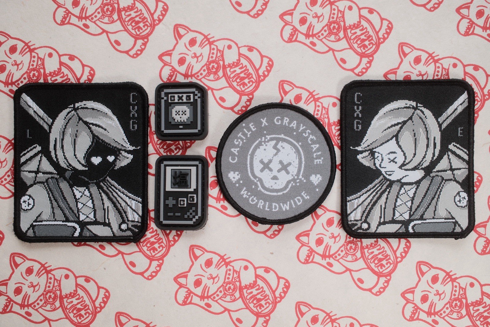 Rare Castle x Grayscale CxG Grayscale Pixel Patch FULL Set EDC Pouch Patches