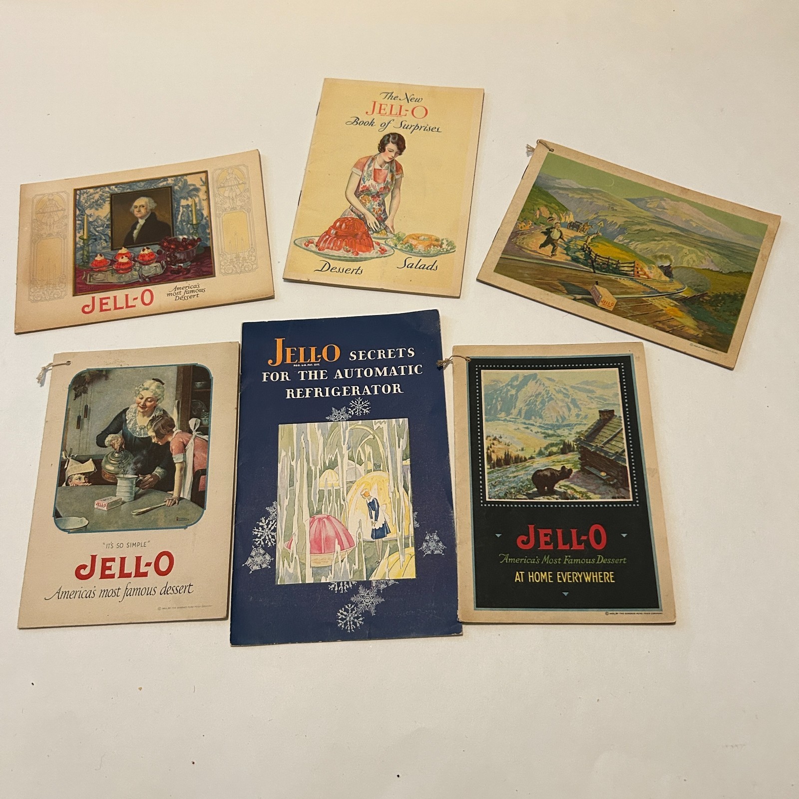 Lot of 6 Antique 1900s Jell-O Advertising Dessert Recipe Booklets Pamphlets Lot of 6 Antique 1900s Jell-O Advertising Dessert Recipe Booklets Pamphlets