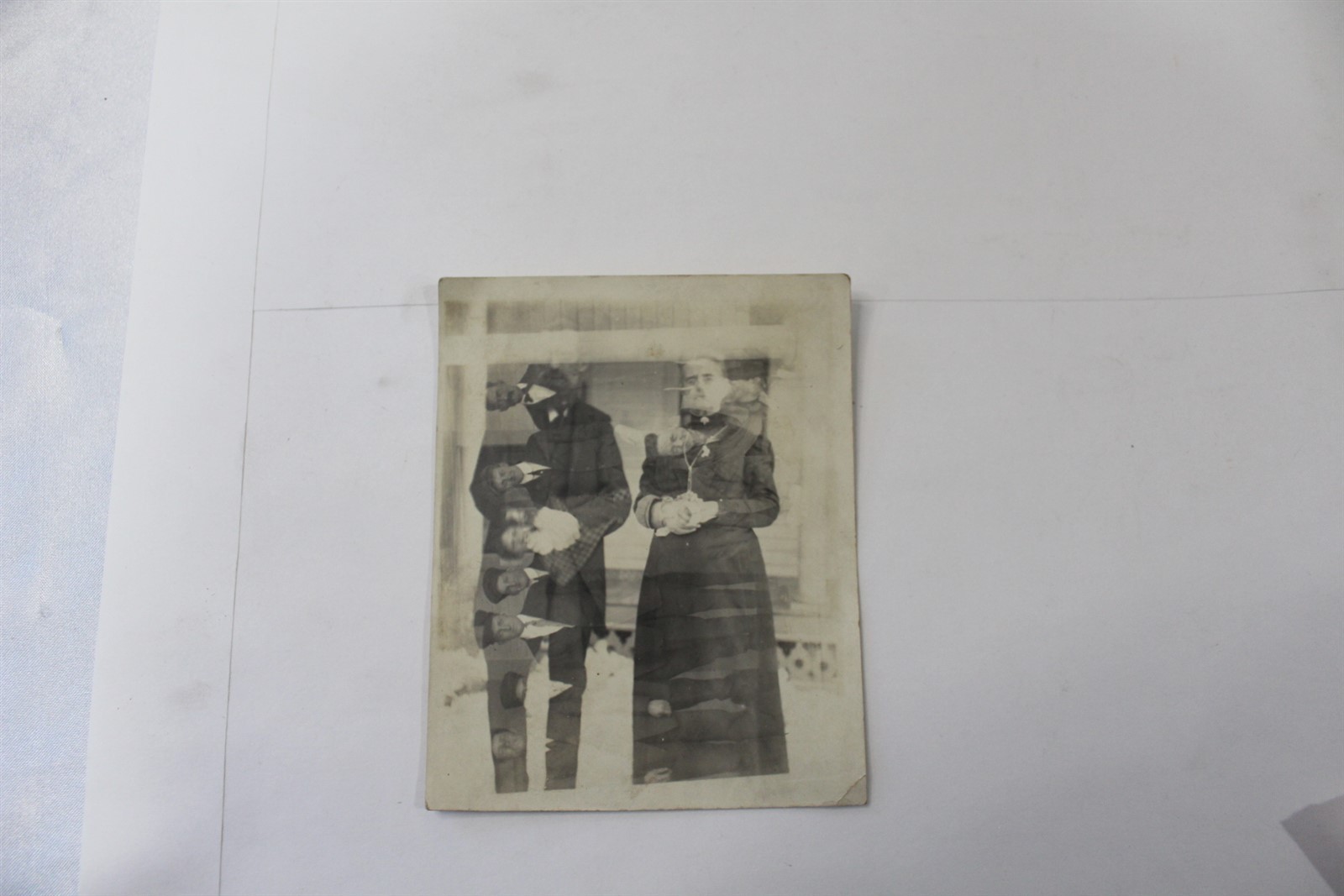 Ca. 1920's -30's Black & White Photo Double Exposure Couple & Group 