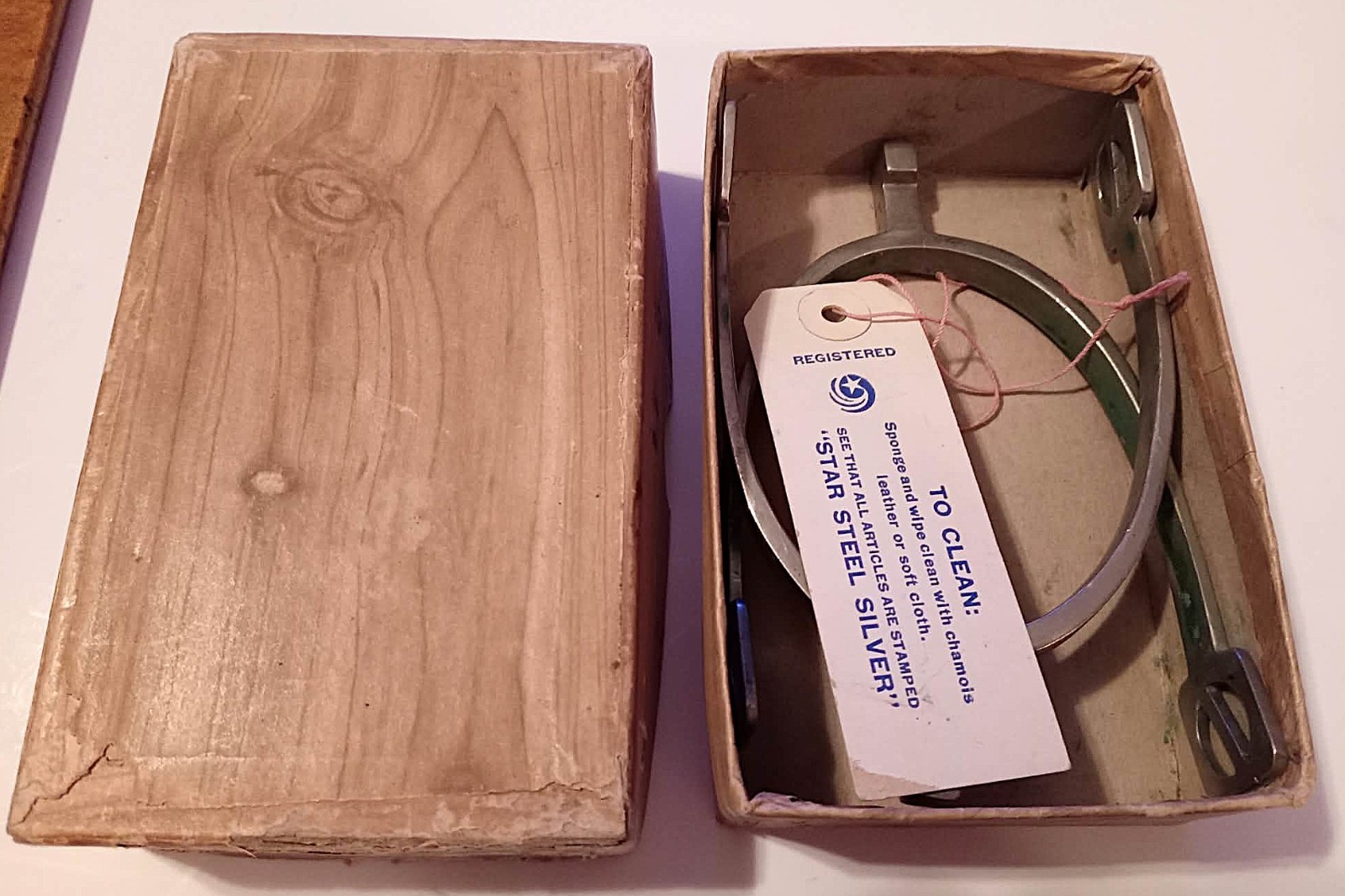 Antique August Buermann Star Steel Silver Spurs No 3733 W/ Original Box Tag NOS