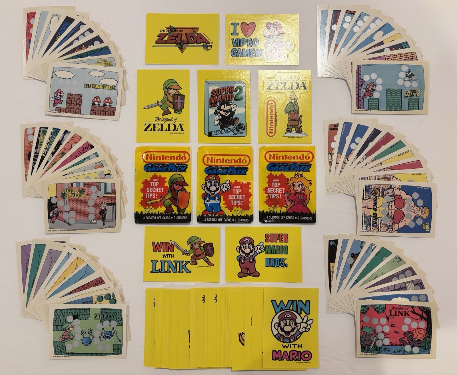1989 Topps Nintendo Game Packs Complete Set  Stickers (33) Scratch Offs (60)