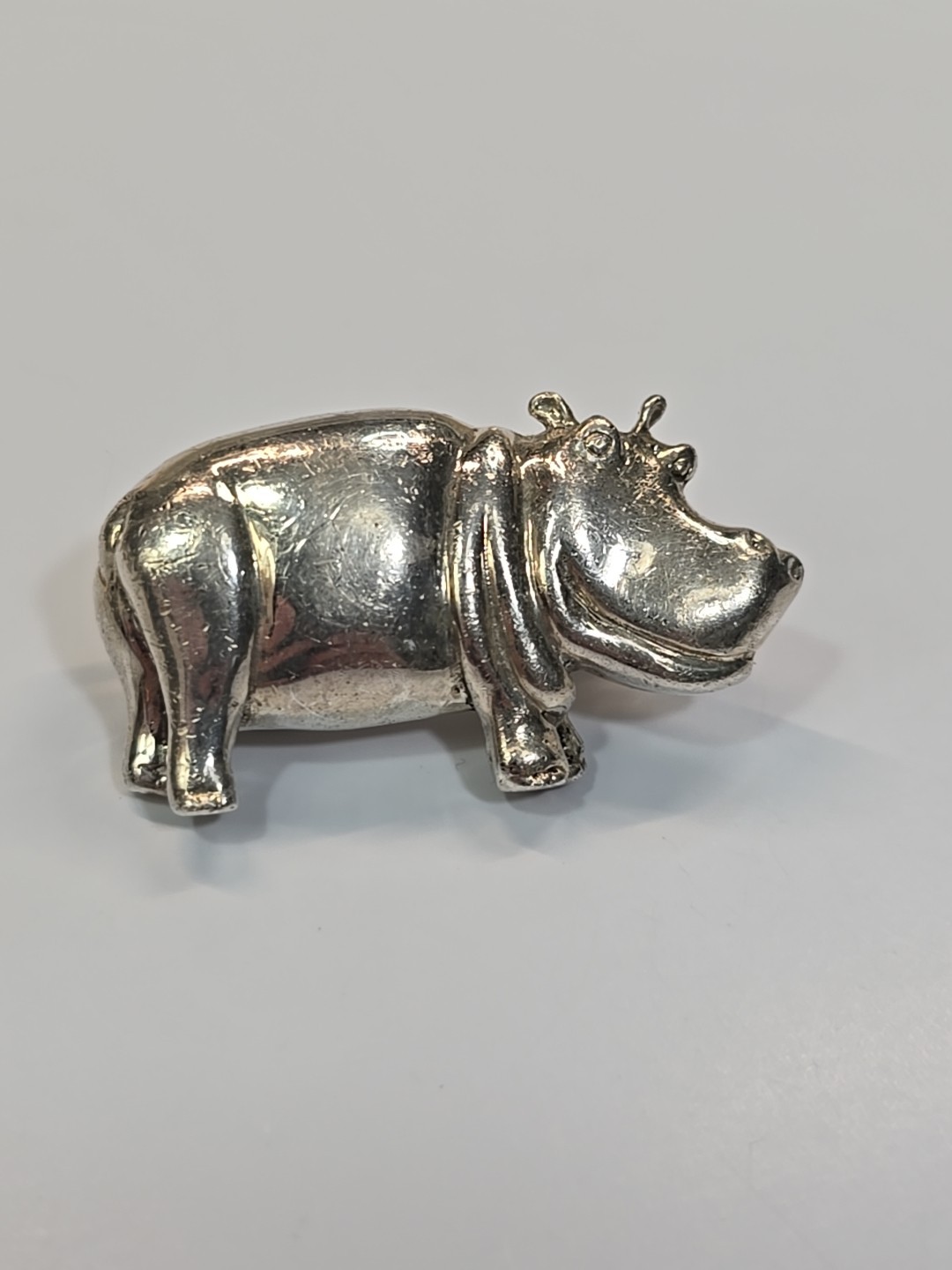 Hippopotamus 925 Silver JH Breakell Brooch  Lapel Pin 