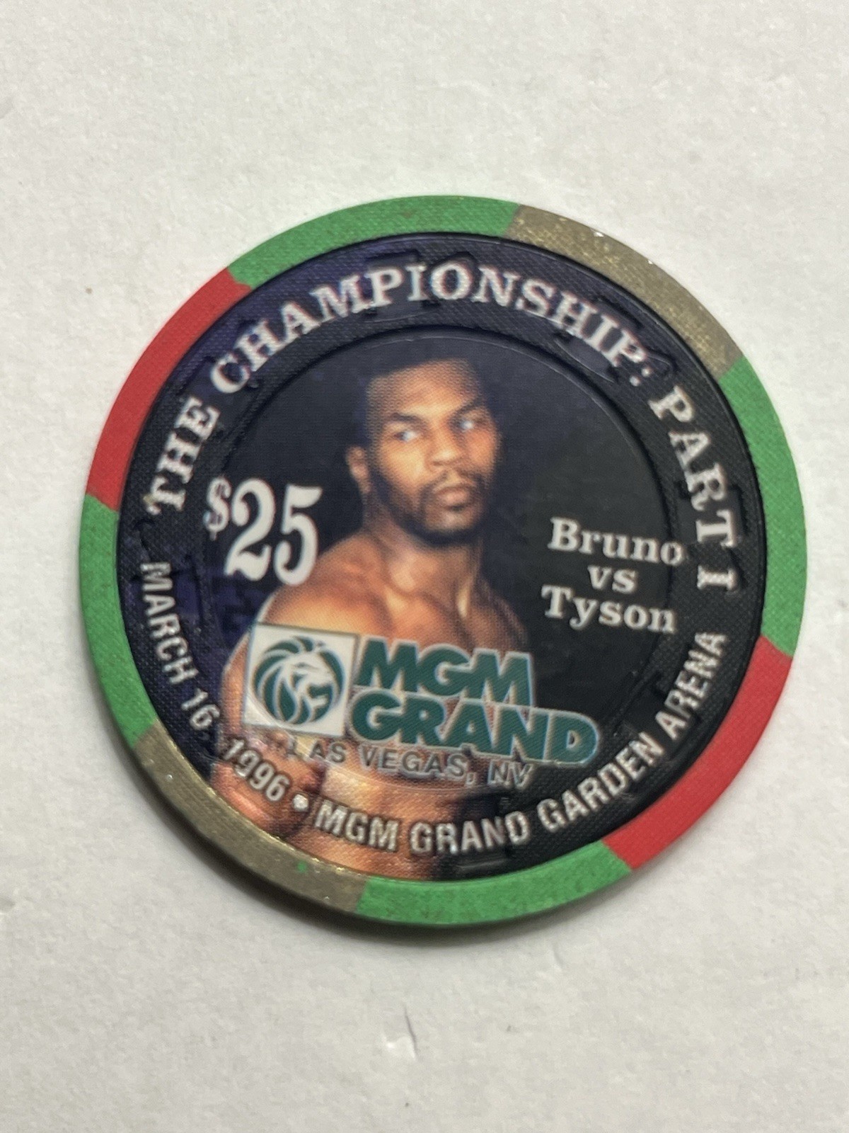 MGM Grand Casino Las Vegas Nevada $25 Bruno vs Tyson Fight Chip 1996
