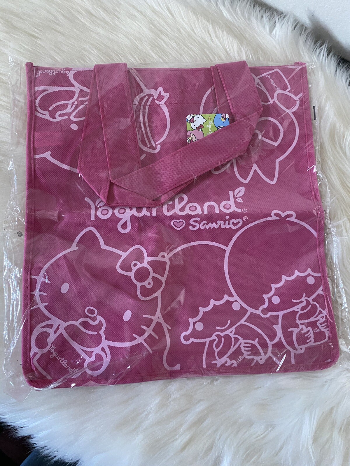 2012 Hello Kitty YOGURTLAND X SANRIO Pink Reusable Shopping Tote Bag Rare/HTF