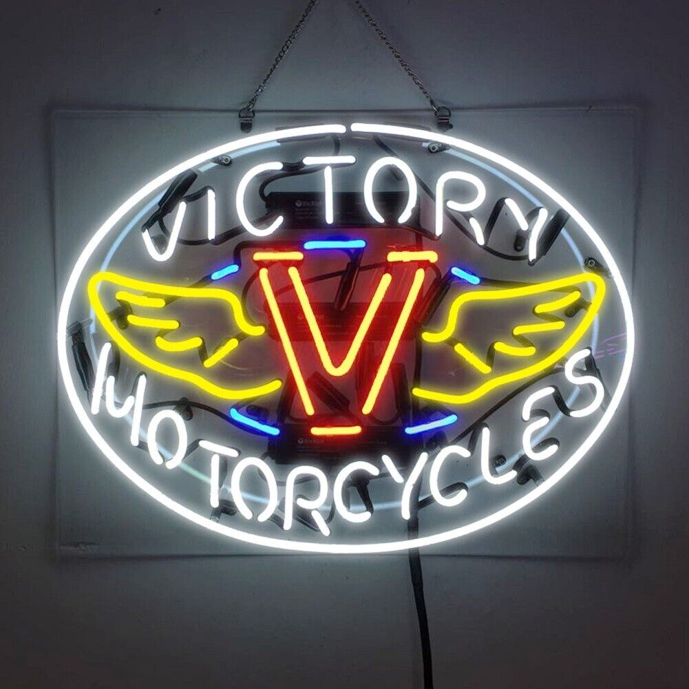US Stock Victory Motorcycles Neon Sign 19x15 Beer Bar Pub Man Cave Wall Decor