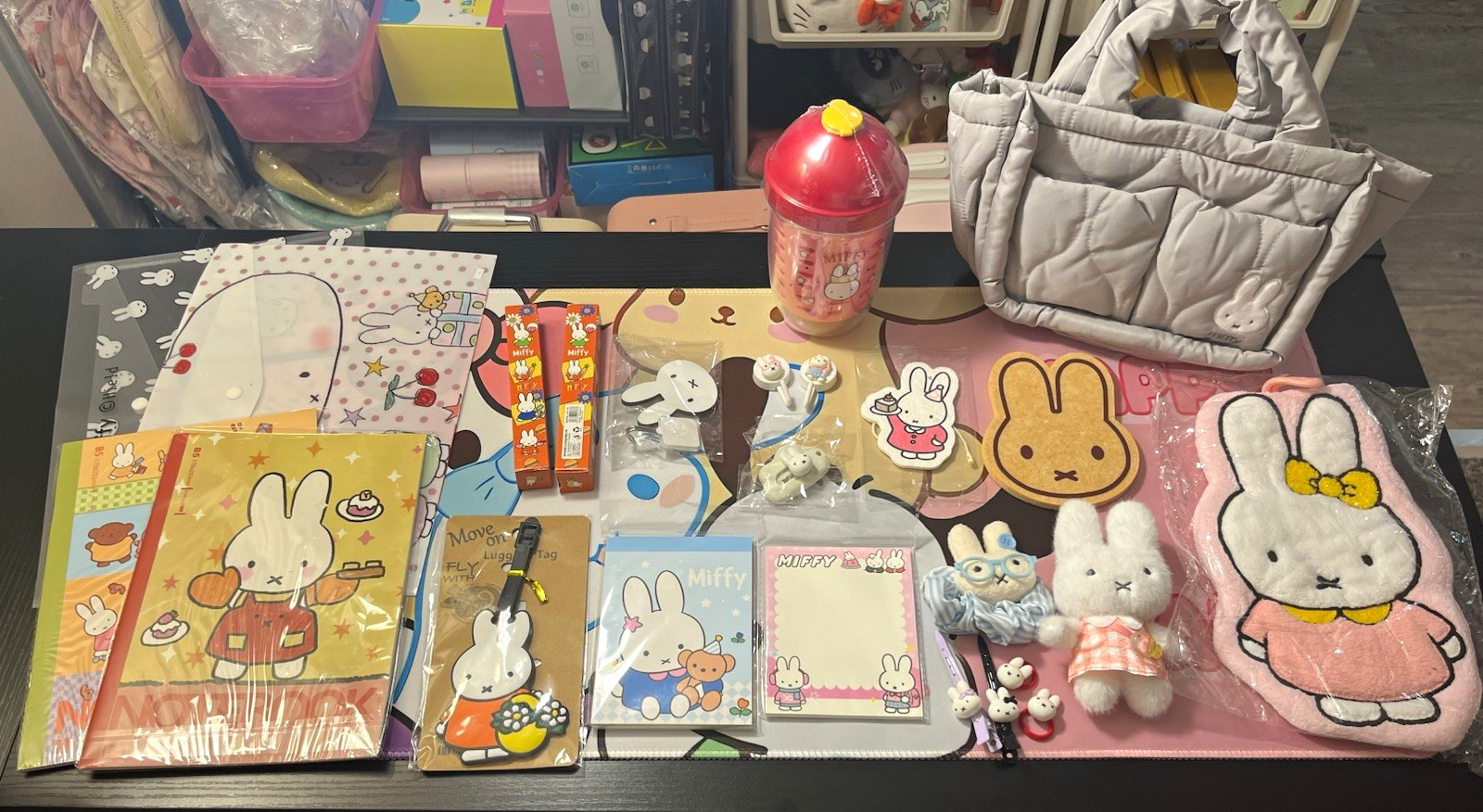 Miffy Stationery & Merch Lot w/ Notebook Memo Pads Bag Plush Cup Clips Charms