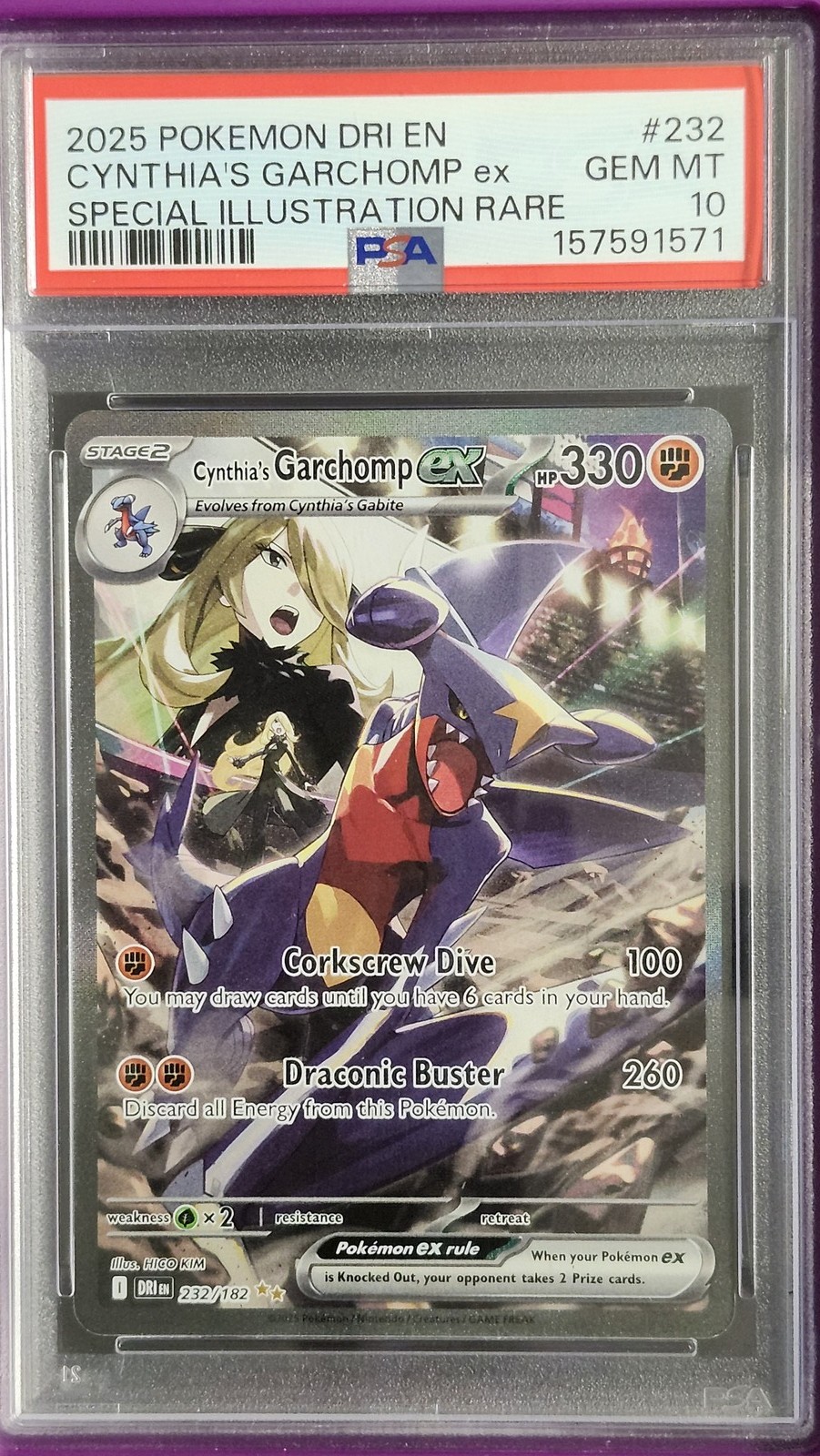 Pokemon PSA 10 Cynthia's Garchomp EX 232 Destined Rivals