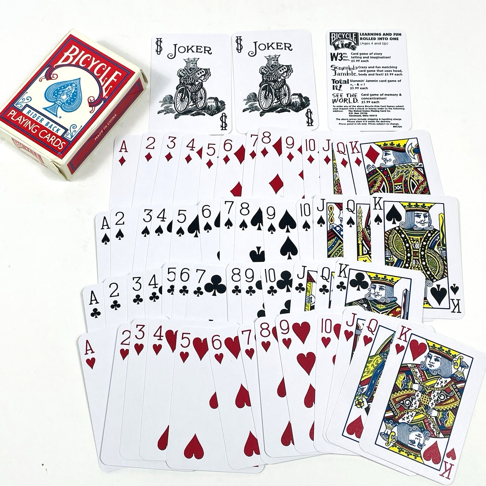 Miniature Bicycle Rider Back Playing Cards 404 Red Deck Vintage 1 3/4\