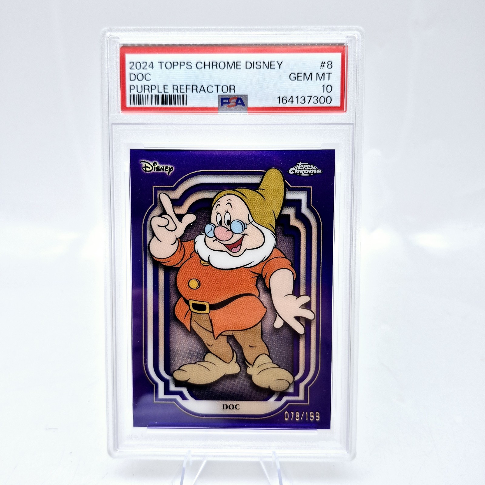 2024 Disney Topps Chrome Doc #8 PSA 10 Snow White Purple /199 2024 Disney Topps Chrome Doc #8 PSA 10 Snow White Purple /199