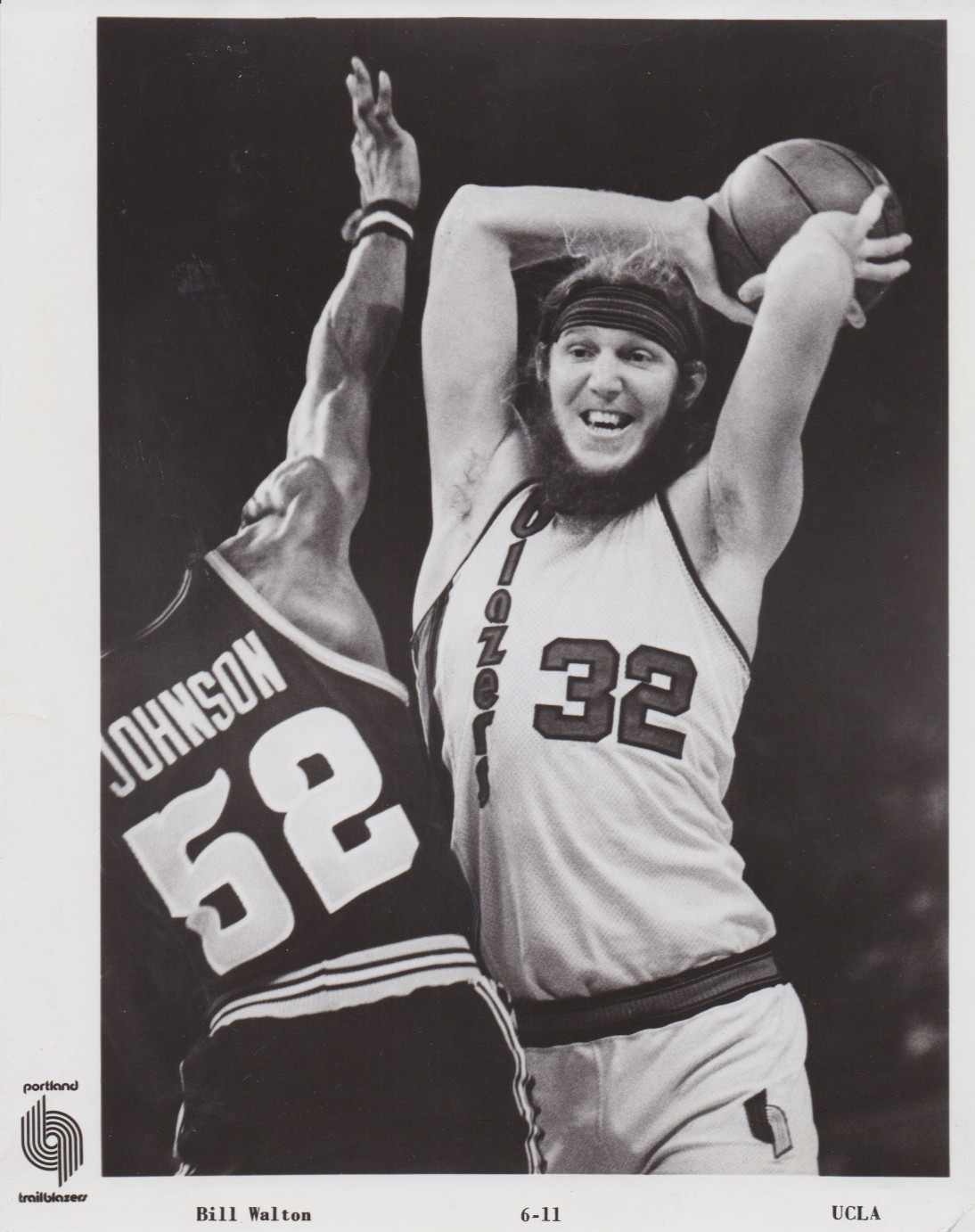 1977 Press Photo Team Issue Portland Trail Blazers Basketball Star Bill Walton