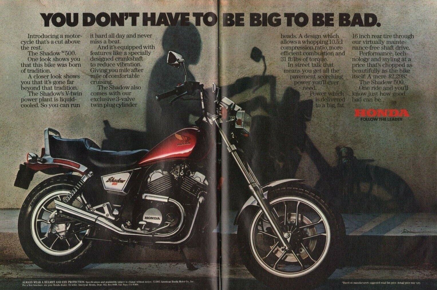 1983 Honda Shadow 500 - 2-Page Vintage Motorcycle Ad