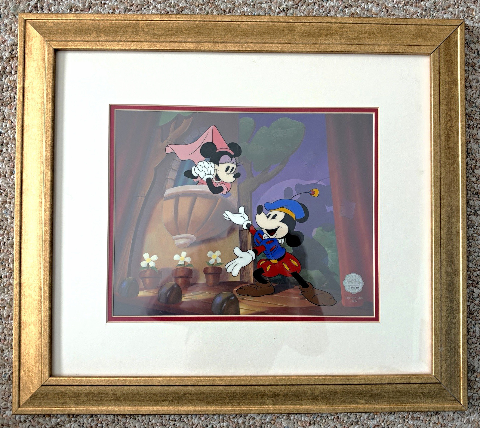 The Animate Animations Co. Disney Mickey & Minnie Sericel COA LE 2000