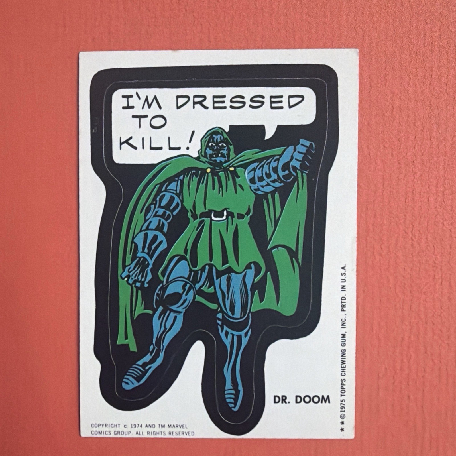 1975 Topps Marvel Dr. Doom Sticker Card Rookie