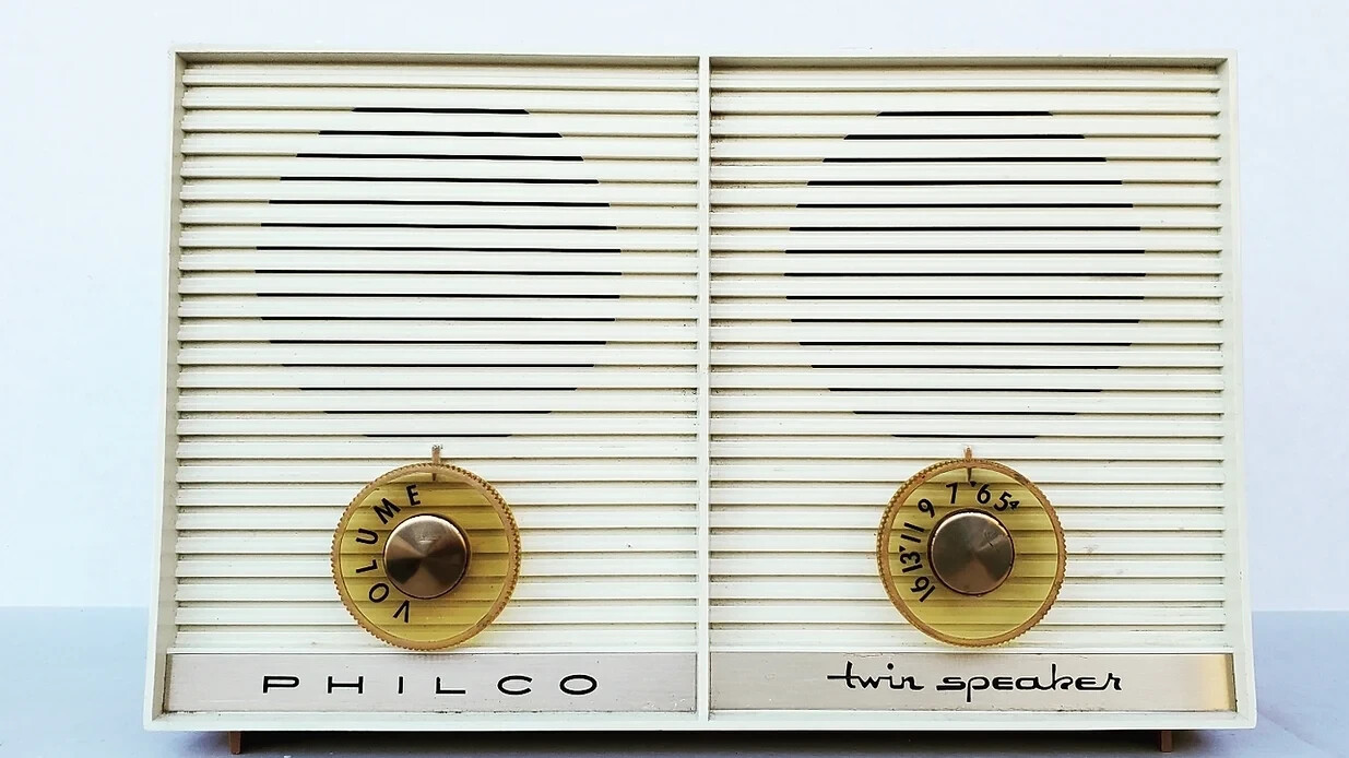 1960 Philco 872-124 Series Tube Radio Atomic Sandrift Color Excellent
