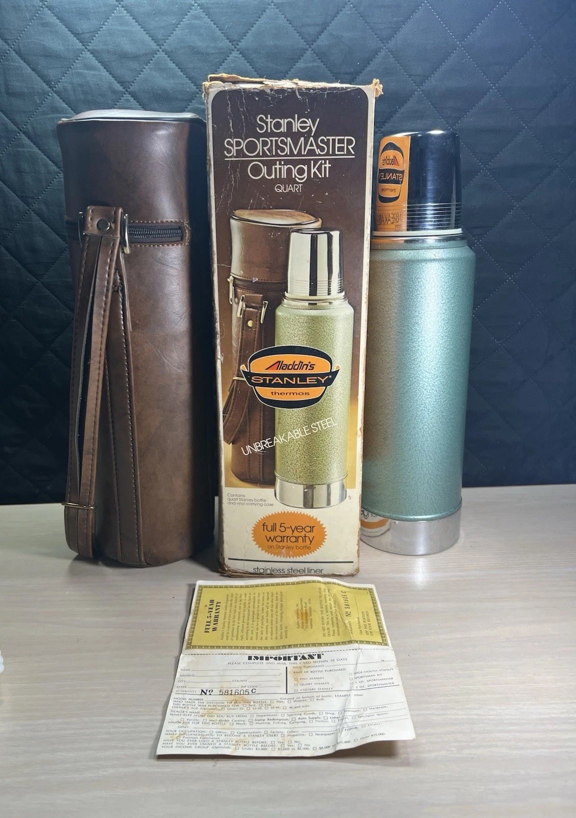 VTG 1979 Aladdin's Stanley Sportsmaster Outing Kit Thermos w/ Case & Box Papers