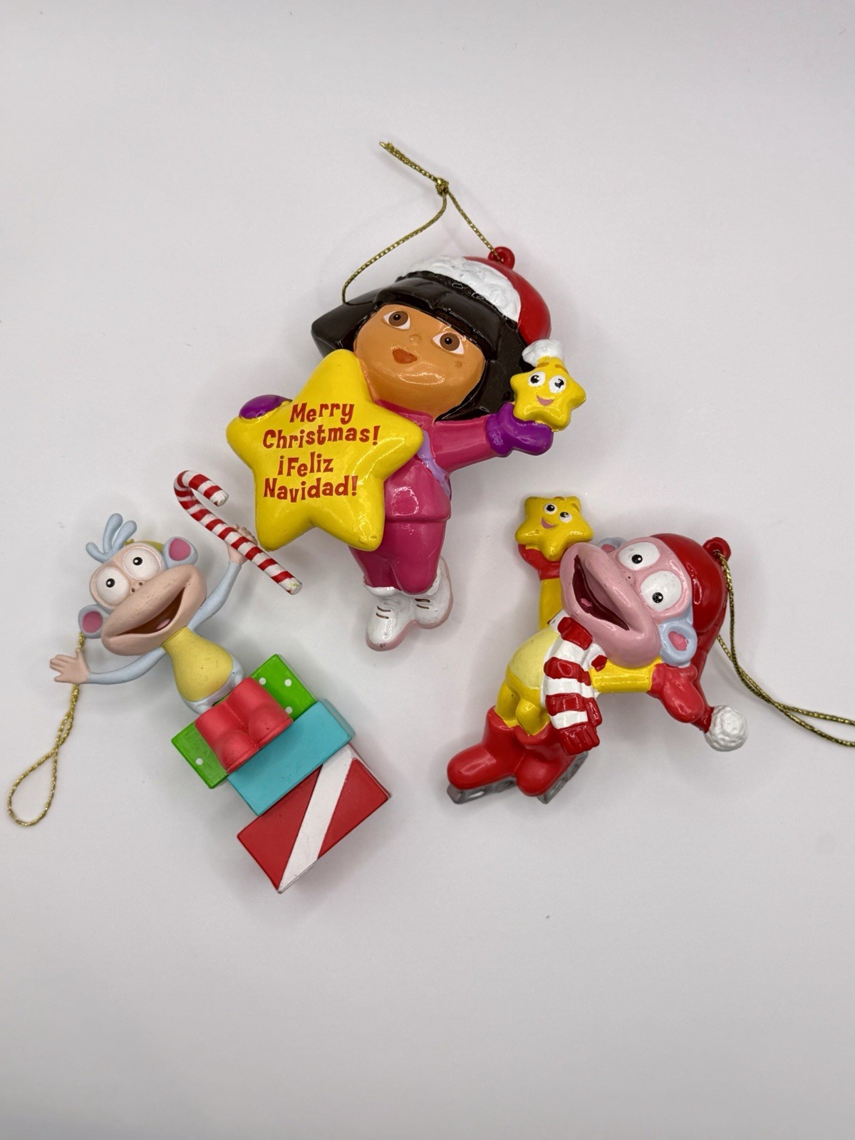 Dora the Explorer Boots Christmas Ornaments Lot of 3 Nickelodeon Vintage 2000s