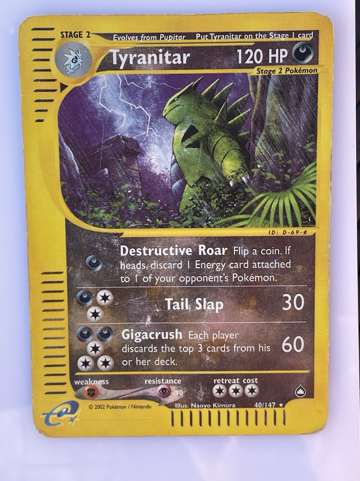 Tyranitar 40/147 Aquapolis Reverse Holo Rare Heavily Played WOTC 2002