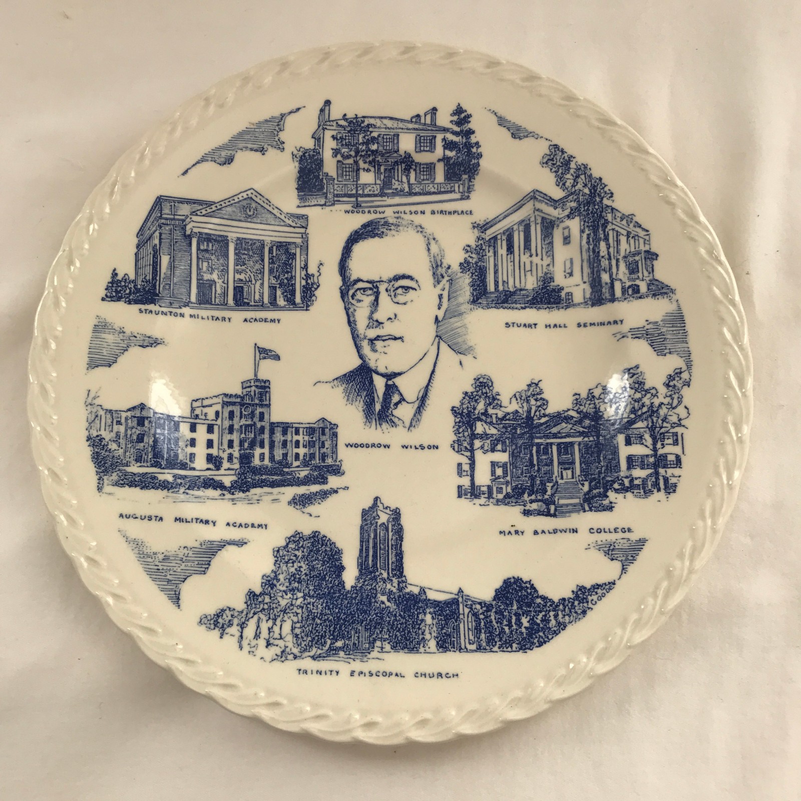 Staunton, Virginia Rare Vintage Souvenir Plate - Vernon Kilns - Exc. Cond.