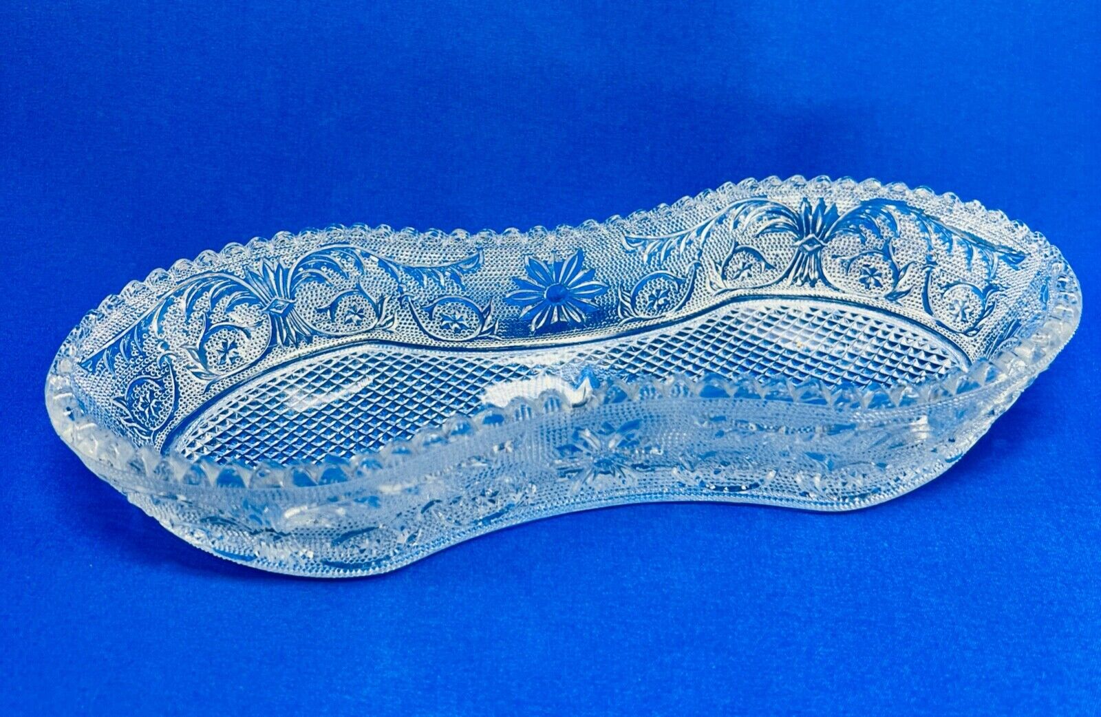Vintage Pressed Glass Duncan Miller #41 Celery Relish Tray Diamond Point