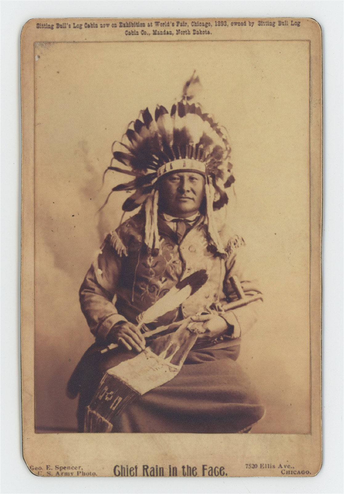 1893 Native American Rain in the Face Lakota World\'s Fair Photo Cabinet Card
